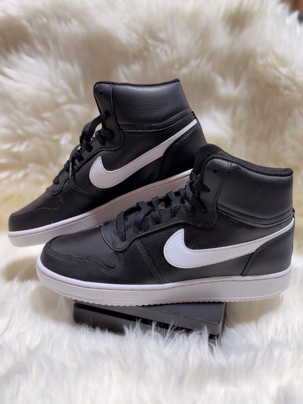 Nike Ebernon Mid Black White High Top Basketball Sneakers Shoes (size 8)